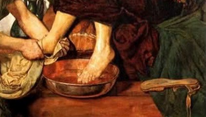 Painting of Jesus washing Peter's feet